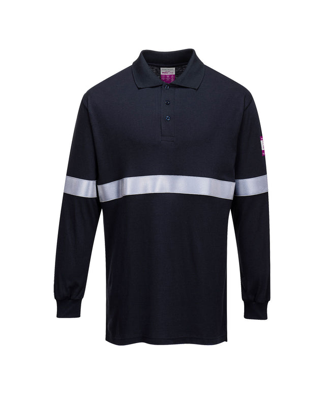 Flame Resistant Anti-Static Long Sleeve Polo Shirt with Reflective Tape
