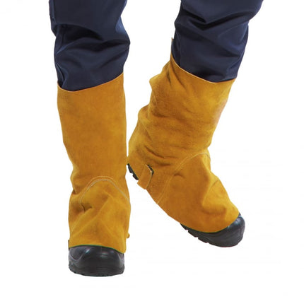 Jambiere de protectie sudura ignifuge Portwest TAN SW32, piele spalt bovina, grosime 1,3 mm