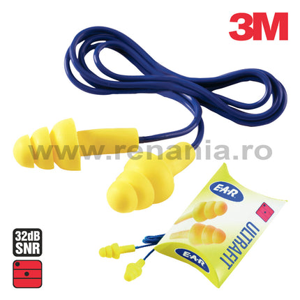 Antifoane interne de protectie reutilizabile 3M ULTRAFIT, tip bradut, cu snur