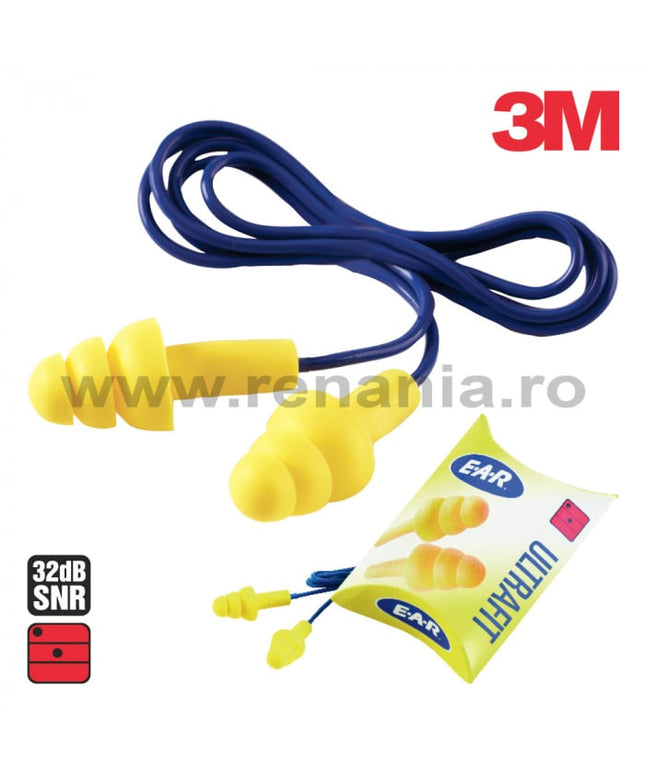 Antifoane interne de protectie reutilizabile 3M ULTRAFIT, tip bradut, cu snur