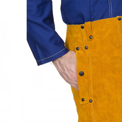 Pantaloni de protectie sudura Weldas GOLDEN BROWN, spalt bovina, cu bretele