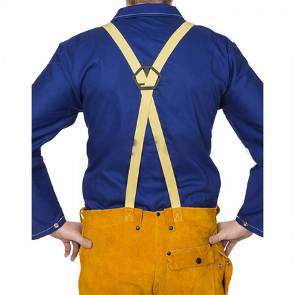 Pantaloni de protectie sudura Weldas GOLDEN BROWN, spalt bovina, cu bretele