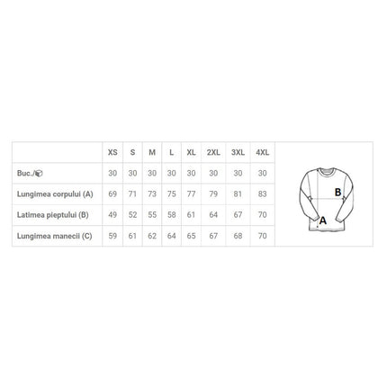 Bluza clasica de iarna Kariban K474, 80% bumbac, 20% poliester, unisex