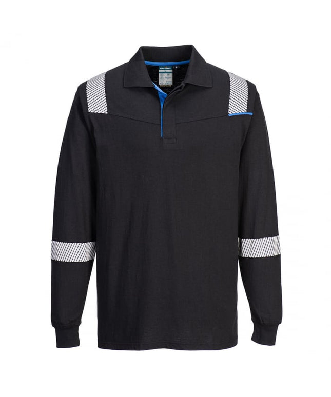 Bluza polo cu maneca lunga ignifuga Portwest FR711, 60% modacrilic, 39% bumbac, 1% fibre carbon, 200 gr/mp