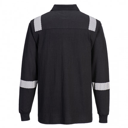 Bluza polo cu maneca lunga ignifuga Portwest FR711, 60% modacrilic, 39% bumbac, 1% fibre carbon, 200 gr/mp