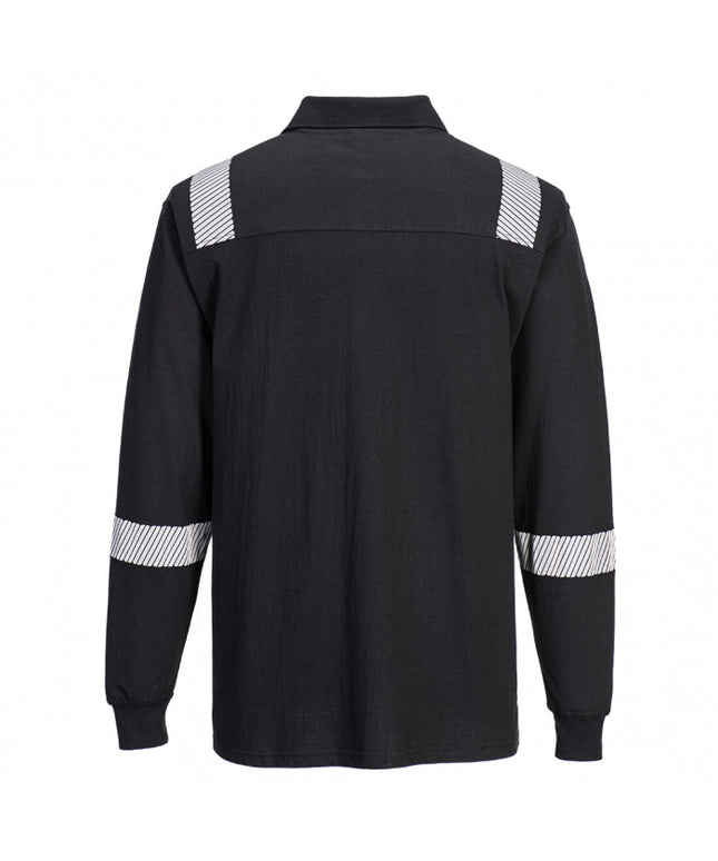 Bluza polo cu maneca lunga ignifuga Portwest FR711, 60% modacrilic, 39% bumbac, 1% fibre carbon, 200 gr/mp