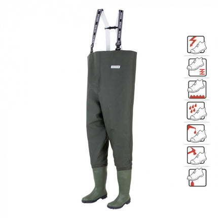 Cizme pantalon de protectie pescar Ocean DANUBIO S5, cu bombeu metalic