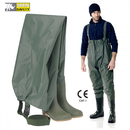 Cizme pantalon pescar din PVC Sirin WADERS S5, bombeu metalic si lamela