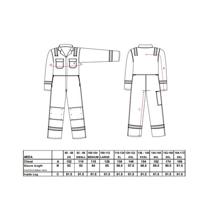 Combinezon de protectie ignifug Portwest BIZWELD IONA BIZ5, benzi reflectorizante, 100% bumbac, 330 gr/mp