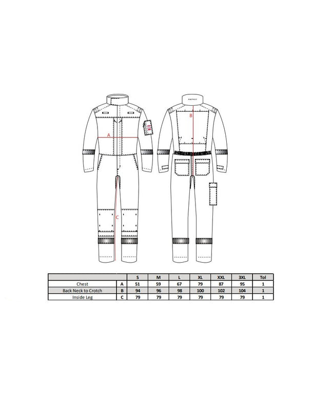Combinezon ignifug Portwest BIZFLAME PLUS FR502, 99% bumbac, 1% fibra de carbon, 210g