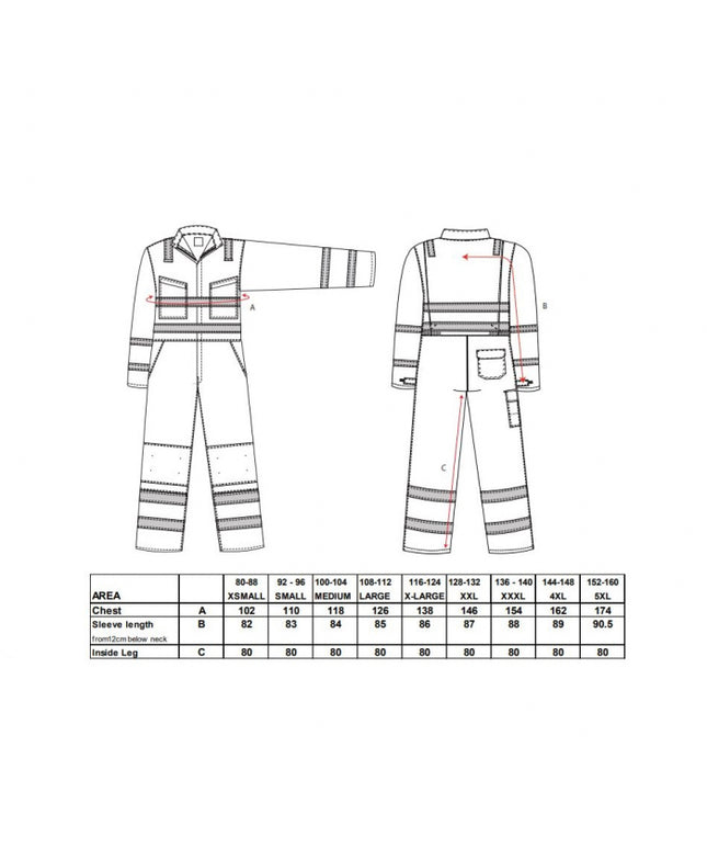 Combinezon ignifug Portwest MODAFLAME RIS MV91, reflectorizant, 61% modacrilic, 18% viscoza, 15% poliester, 5% aramid, 1% fibra carbon, 300g