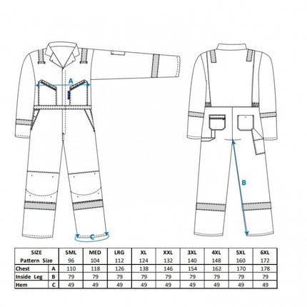Combinezon de lucru Portwest IONA F813, cu benzi reflectorizante, 65% poliester, 35% bumbac, 245g