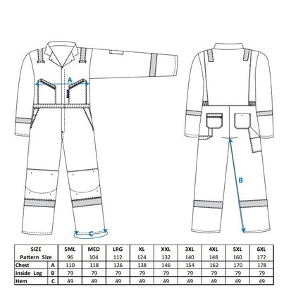 Combinezon de lucru Portwest IONA F813, cu benzi reflectorizante, 65% poliester, 35% bumbac, 245g