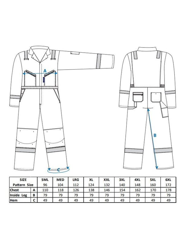 Combinezon de lucru Portwest IONA F813, cu benzi reflectorizante, 65% poliester, 35% bumbac, 245g