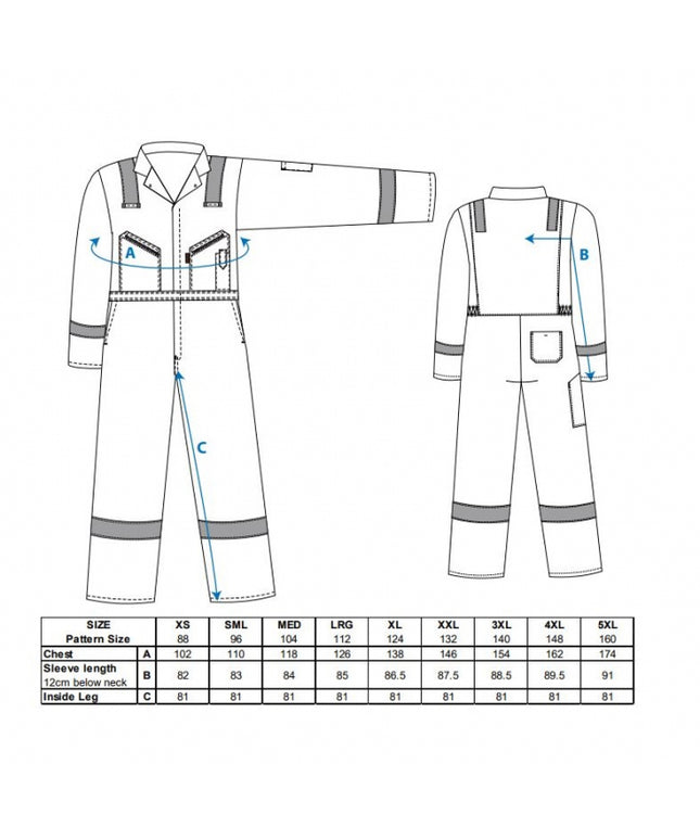 Combinezon de lucru cu benzi reflectorizante Portwest IONA C814, 100% bumbac, 190g