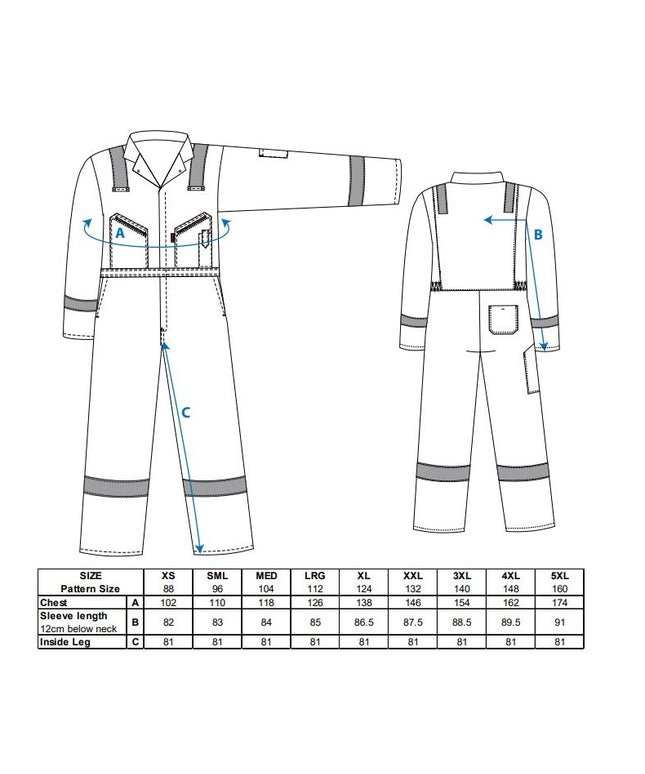 Combinezon de lucru cu benzi reflectorizante Portwest IONA C814, 100% bumbac, 190g