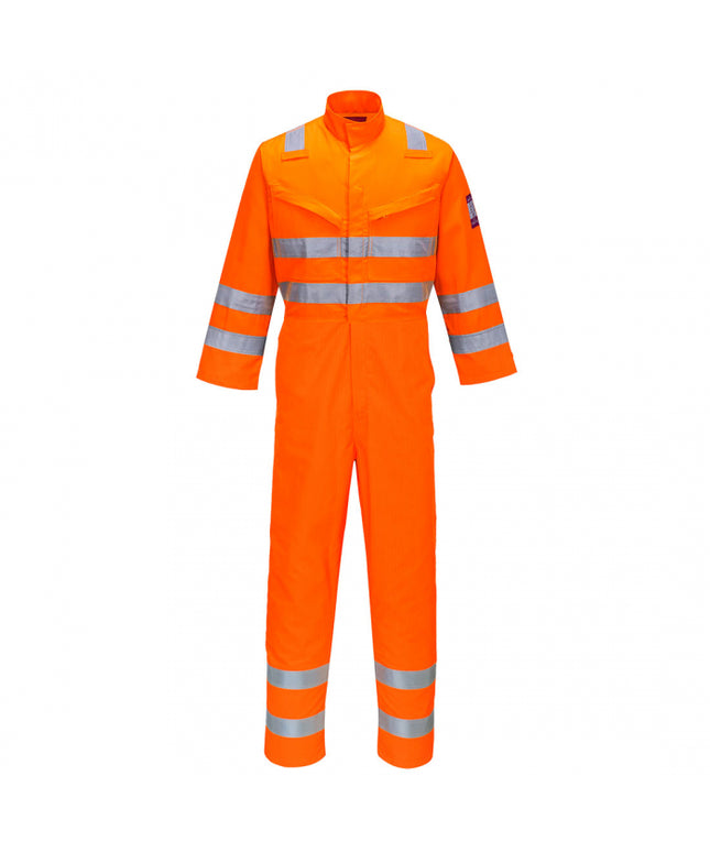 Combinezon ignifug Portwest MODAFLAME RIS MV91, reflectorizant, 61% modacrilic, 18% viscoza, 15% poliester, 5% aramid, 1% fibra carbon, 300g