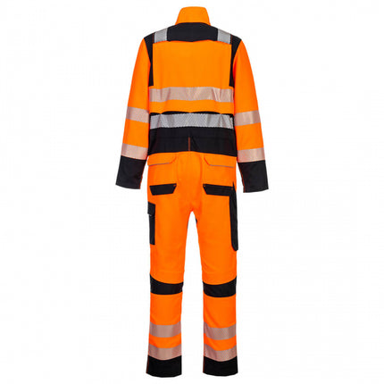 Combinezon reflectorizant ignifug Portwest FR HVO, 61% modacrilic, 18% viscoza, 15% poliester, 5% aramid, 1% fibra carbon, 300 gr/mp
