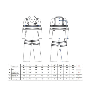 Combinezon reflectorizant Portwest POLY-COTTON RIS RT42, 80% poliester, 20% bumbac, 280 gr/mp