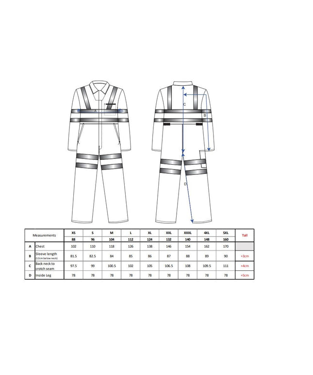 Combinezon reflectorizant Portwest POLY-COTTON RIS RT42, 80% poliester, 20% bumbac, 280 gr/mp