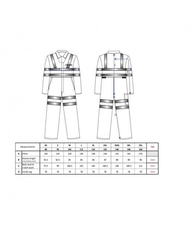 Combinezon reflectorizant Portwest POLY-COTTON RIS RT42, 80% poliester, 20% bumbac, 280 gr/mp