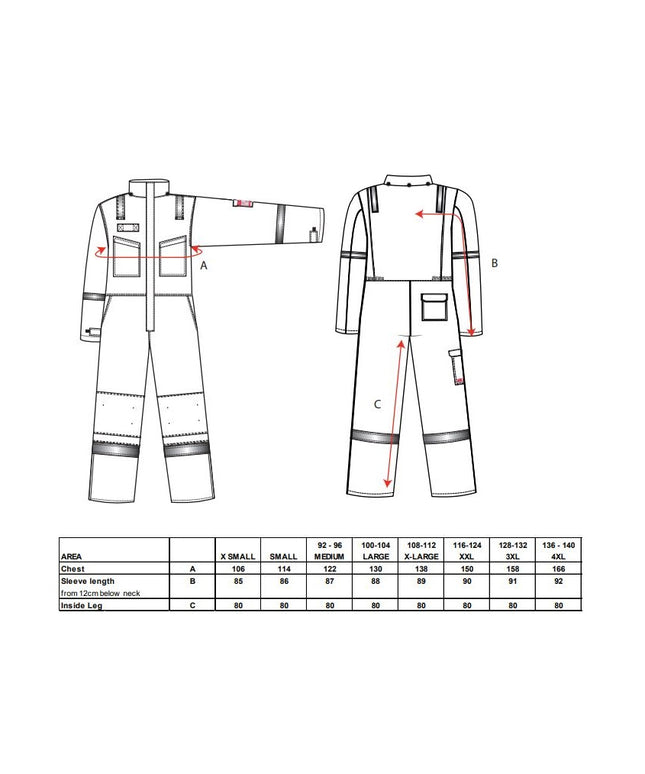 Combinezon vatuit de iarna ignifug Portwest FR53, reflectorizant, antistatic, 9% bumbac, 1% fibra de carbon 350g