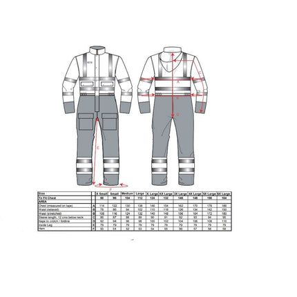 Combinezon vatuit de iarna reflectorizant Portwest HIVIS CONTRAST S485, 100% poliester, 190g