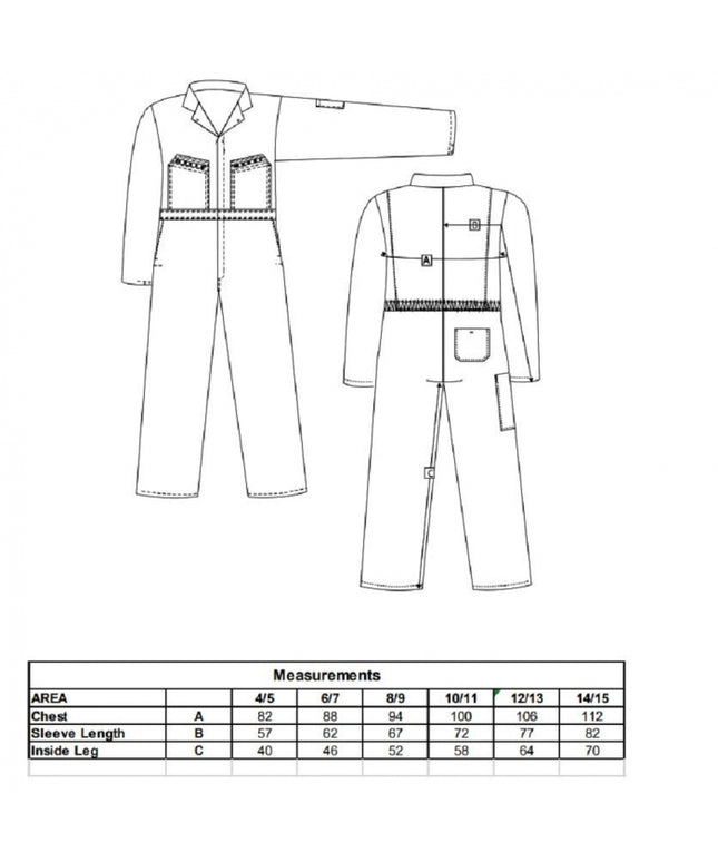 Combinezon de protectie pentru copii Portwest YOUTHS C890, 65% poliester, 35% bumbac, 245 gr/mp
