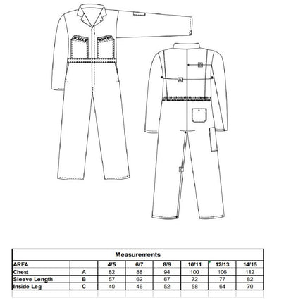 Combinezon de protectie pentru copii Portwest YOUTHS C890, 65% poliester, 35% bumbac, 245 gr/mp