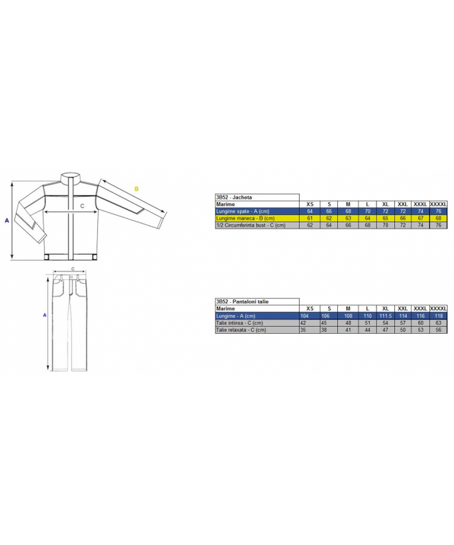 Costum salopeta clasica Renania BENI, 100% bumbac, 260gr/mp