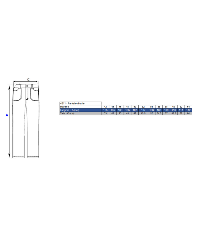 Costum salopeta clasica Renania SAMOA, tercot 65/35, 235gr/mp