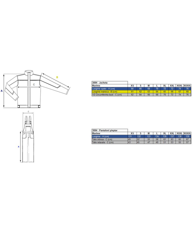 Costum salopeta pieptar Renania MEX, 100% bumbac, 260gr/mp