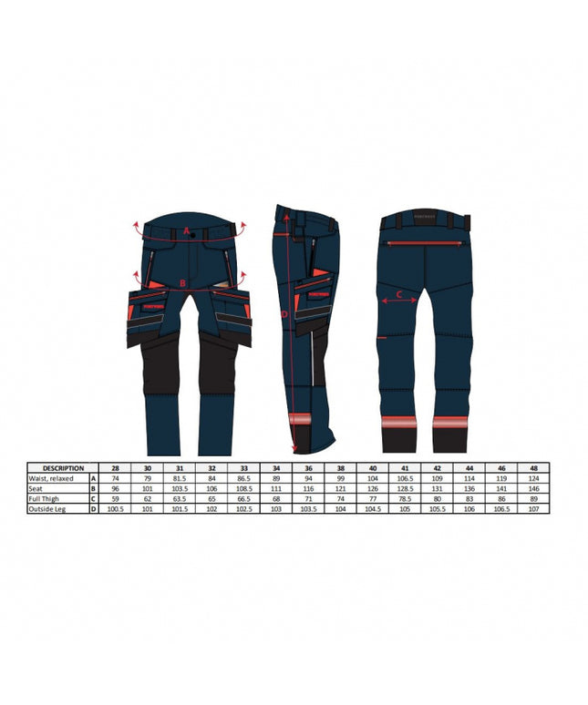 Pantaloni de lucru in talie Portwest DX449 DX4, cu benzi reflectorizante 93% poliester, 7% elastan, 270g