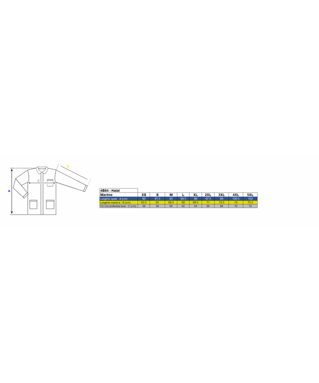 Halat de lucru antistatic ESD Renania OMEGA, 65% poliester 33% bumbac 2%carbon