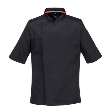 Jacheta cu maneca scurta bucatar Portwest C746 STRETCH MESH AIR PRO, 65% poliester, 33% bumbac, 2% elastan, 190 gr/mp