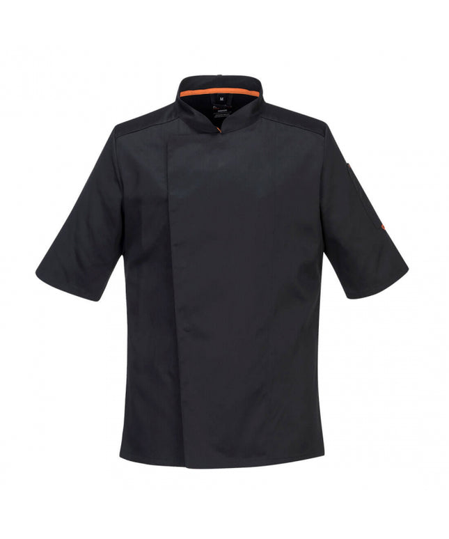 Jacheta cu maneca scurta bucatar Portwest C746 STRETCH MESH AIR PRO, 65% poliester, 33% bumbac, 2% elastan, 190 gr/mp