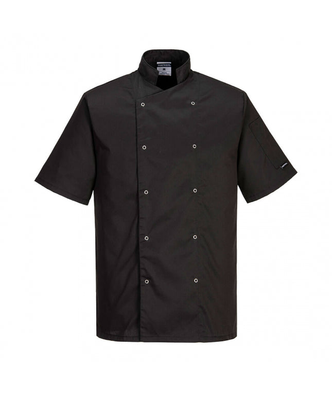 Jacheta cu maneca scurta bucatar Portwest CUMBRIA CHEFS C733, 65% poliester, 35% bumbac, 190g