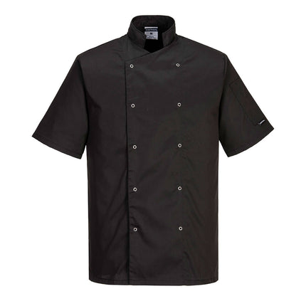 Jacheta cu maneca scurta bucatar Portwest CUMBRIA CHEFS C733, 65% poliester, 35% bumbac, 190g