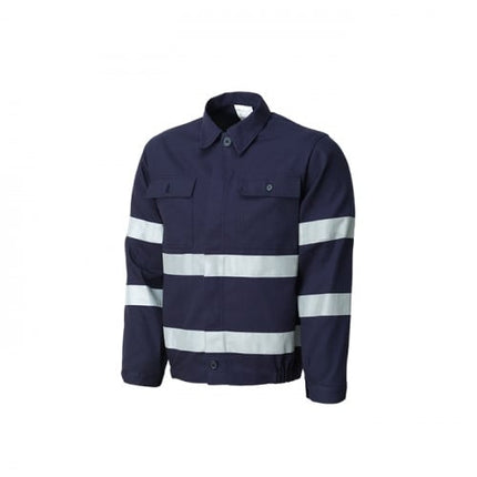 Jacheta de lucru cu benzi reflectorizante Renania WARNING, 100% bumbac, 260gr/mp