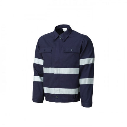 Jacheta de lucru cu benzi reflectorizante Renania WARNING, 100% bumbac, 260gr/mp