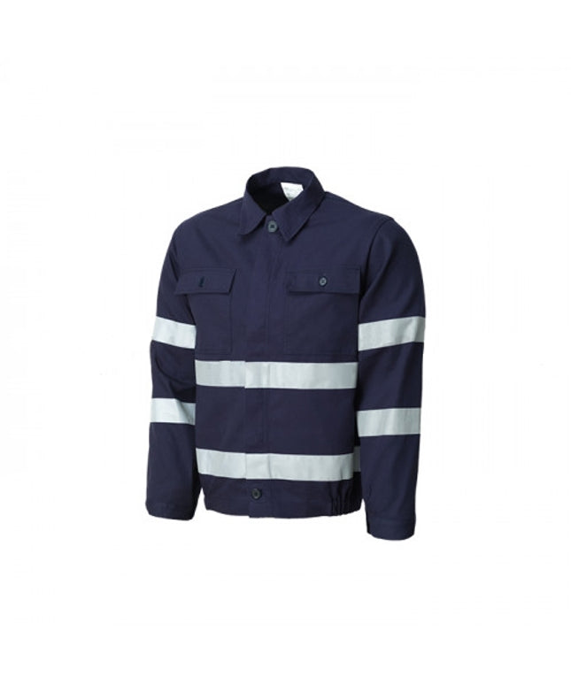 Jacheta de lucru cu benzi reflectorizante Renania WARNING, 100% bumbac, 260gr/mp