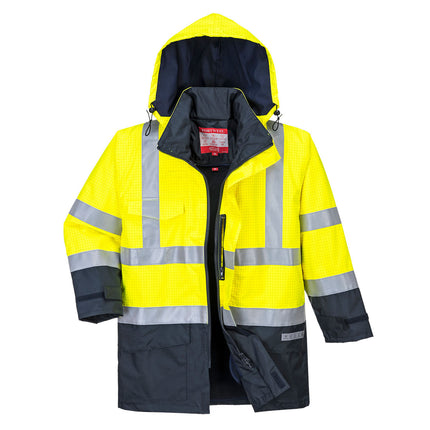Jacheta reflectorizanta impermeabila Portwest BIZFLAME HIVIS S779, ignifuga, antistatica, protectie multipla, 98% poliester, 2% fibra de carbon, 250g