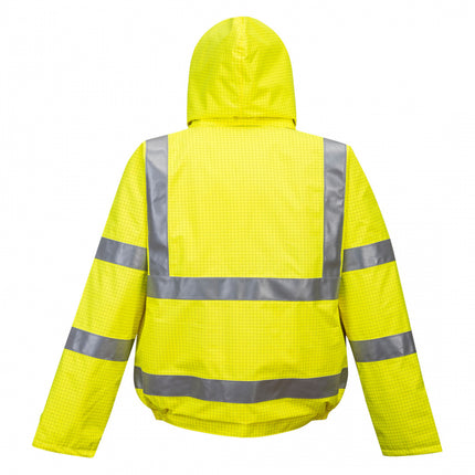 Jacheta reflectorizanta impermeabila Portwest BIZFLAME HIVIS S773, antistatica, ignifuga, 98% poliester, 2% fibra de carbon, 250g