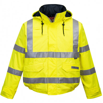 Jacheta reflectorizanta impermeabila Portwest BIZFLAME HIVIS S773, antistatica, ignifuga, 98% poliester, 2% fibra de carbon, 250g