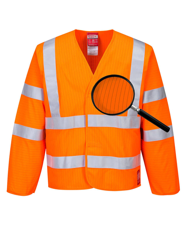 Jacheta reflectorizanta Portwest HIVIS FR85, antistatica, ignifuga, 98% poliester 2% fibra de carbon, 120g