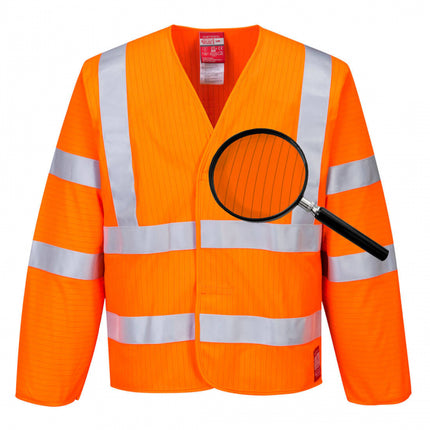 Jacheta reflectorizanta Portwest HIVIS FR85, antistatica, ignifuga, 98% poliester 2% fibra de carbon, 120g