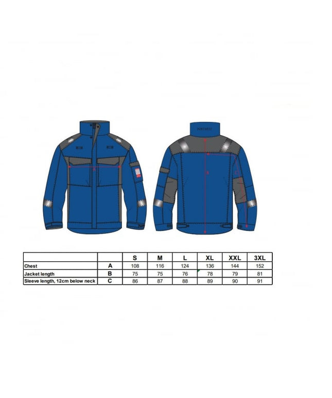 Jacheta ignifuga Portwest BIZFLAME ULTRA FR08, bicolor, 80% bumbac, 19% poliester, 1% fibra de carbon 340g