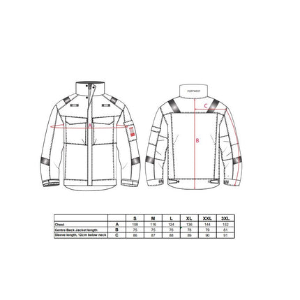 Jacheta ignifuga Portwest BIZFLAME ULTRA FR68, 80% bumbac, 19% poliester, 1% fibra de carbon, 340g