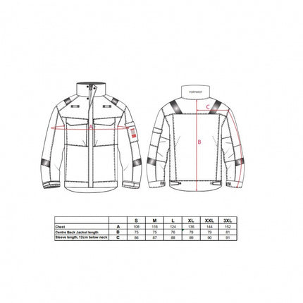 Jacheta ignifuga Portwest BIZFLAME ULTRA FR68, 80% bumbac, 19% poliester, 1% fibra de carbon, 340g