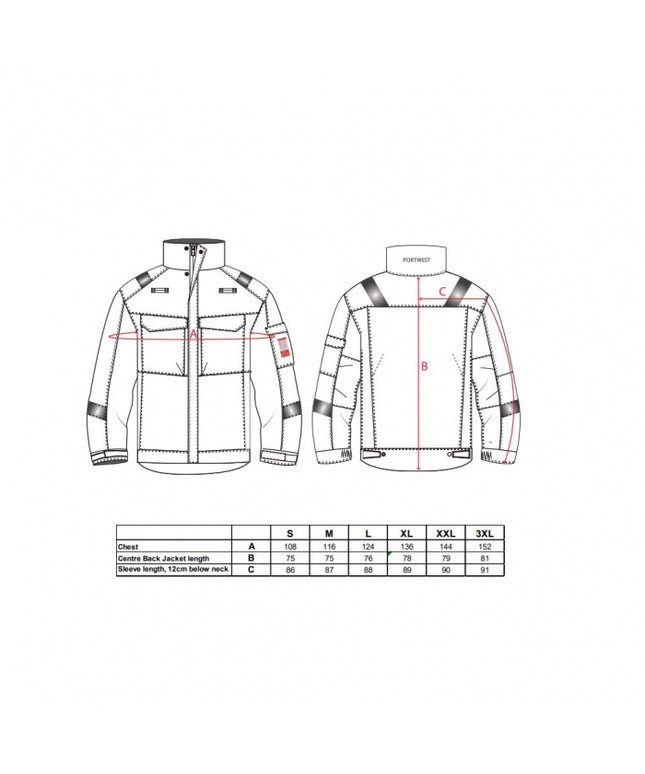 Jacheta ignifuga Portwest BIZFLAME ULTRA FR68, 80% bumbac, 19% poliester, 1% fibra de carbon, 340g